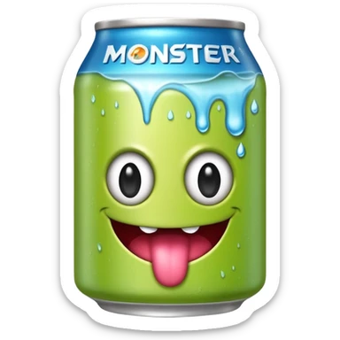 Crea un emoji de una lata de monster blanca de la bebida energética  sticker