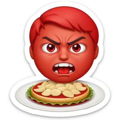 Angry emoji that’s eating a lot of food sticker