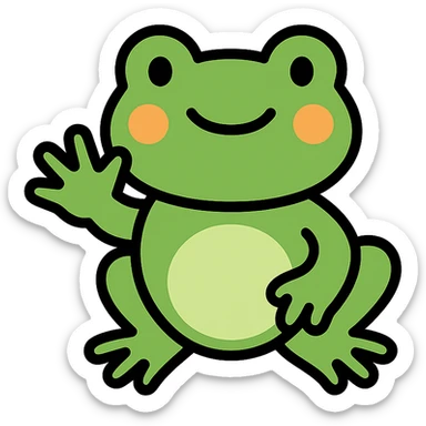 smiling frog waving sticker