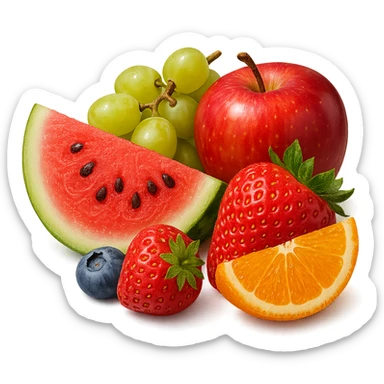 porzione di frutta fresca, iperrealistico 4k sticker