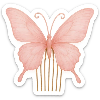 pink butterfly hair comb, soft and dreamy sticker