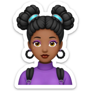 Black woman with Space buns sticker