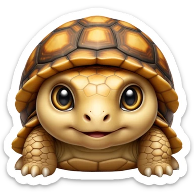 cinematic-baby tortoise-realistic--emoji,,-cute-wise-face-peering-ahead-with-calm-determination,-cute large-eyes-reflecting-centuries of wisdom, sticker