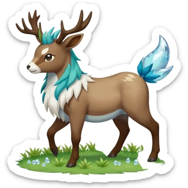 Stantler-Skiddo-Glaceon-Mudbray-Amaura-Virizion-fusion-Fakémon-creature (full body) sticker