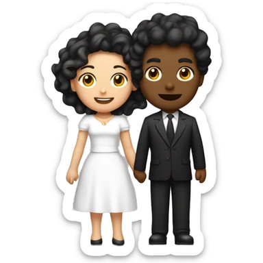 Un homme mat de peau avec les cheveux noir court et frisé qui embrasse une femme blanche au cheveux châtain et les cheveux ondulé  sticker