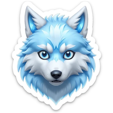 fantasy ice wolf character, glowing blue eyes, icy fur, snow aura, 3D cartoon, mobile game icon style, clean background, no text, no watermark



 sticker