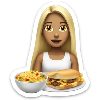 Colombian Blonde long hair girl eating sticker