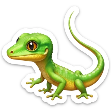 cinematic-cute-realistic gecko-portrait-emoji,-head-tilted-playfully-and-inquisitively,-featuring-a-small,-charming-body-with-smooth,-vividly-patterned-scales,-bright,-sparkling-eyes-and-delicate,-sticky-toe-pads,-simplified-yet-irresistibly-adorable sticker