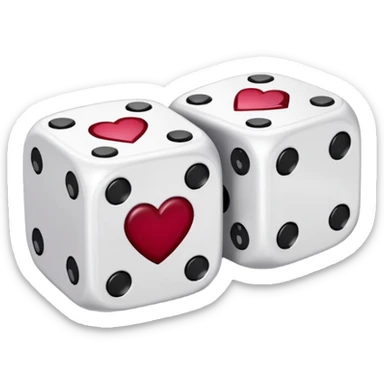 two dices in with burgundy red heart details sticker