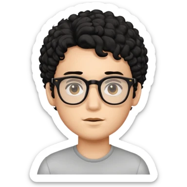 el rostro de un chico de piel blanca con rizos negros y lentes  sticker