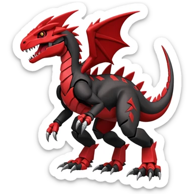 Cool Edgy Black Red Digimon-Fakemon-Guilmon-Velociraptor-Dragon-Mecha full body sticker