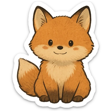 A cute, fluffy fox with a round head in the style of Studio Ghibli. sticker