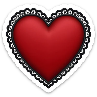 goth heart with red velvet and black lace trim sticker