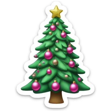 Christmas tree with pink and green ornaments  sticker