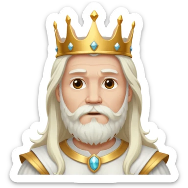 Jupiter, God of Thunder from Gods and Goddesses with long white hair and beard, white outfit sticker