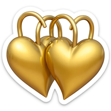 Two yellow gold hearts interlinked, metallic finish sticker