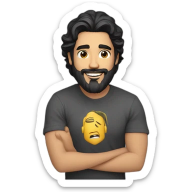 Voice over artist jefferson melo from brazil, bearded, wave mid long black hair, skin slightly darker sticker