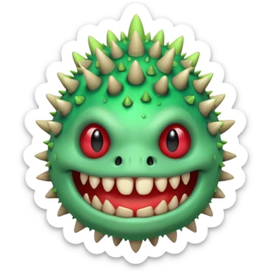 poisonous mushroom monster portrait, head and shoulders only, toxic green glow, scary grin, spiky mushroom head, 3D cartoon, mobile game icon style, clean background, no text, no watermark

 sticker