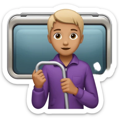 Rider holding grab bar,Metro Riders, inside metro train, no transparent, with background,full image , negative transparent. sticker