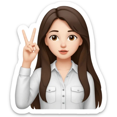 girl architect - brunette - 20 years old cute pose - long hair girl without eye glasses. pretty girl. do a kissy face and her holding up the peace sign sticker