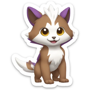 Cute cool brown white purple animal hybrid Fakemon full body sticker