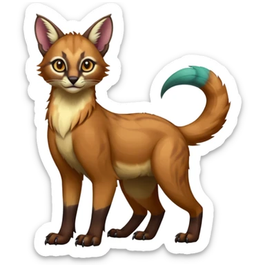 Colorful dark tropical exotic cute cool beautiful shiny beautiful fantasy-caracal-civet-genet-sergal-vernid-Gryphon-Cacomistle-Trico-oncilla-animal-Fakémon-hybrid-fursona (full body) sticker