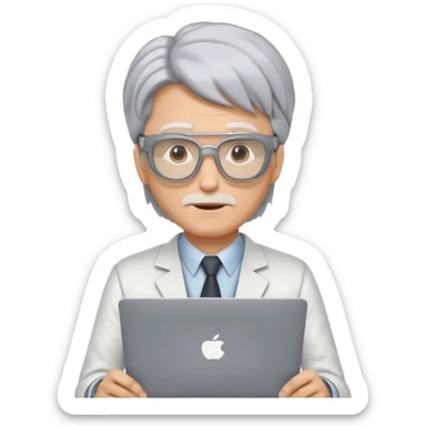 Je veux que tu me crées un personnage derrière un écran d'ordinateur qui ressemble à doc de retour vers le futur sticker