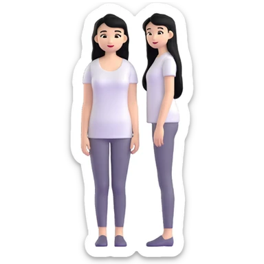 Miss Universe Southeast Asian woman with very long straight black hair wearing a beautiful white top sticker