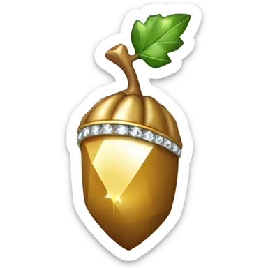 a Diamond Acorn, sparkling cut diamond, with stem of gold sticker