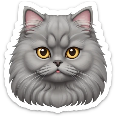 cinematic-adorable-big-eyed-fluffy-grey-persian-cat-portrait-emoji,-head-tilted-playfully-with-a-sweet-expression,-fluffy-grey-fur,-simplified-yet-irresistibly-cute-features-with-large,-expr sticker