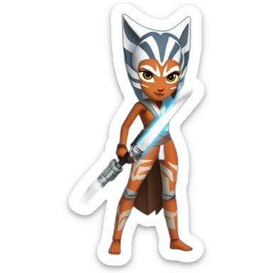 Hot Ahsoka Tano (full body, horns) white lightsaber sticker