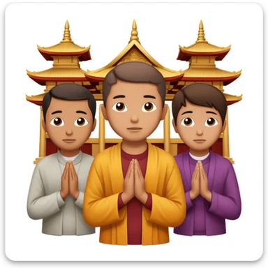 people praying in a Buddhist temple sticker