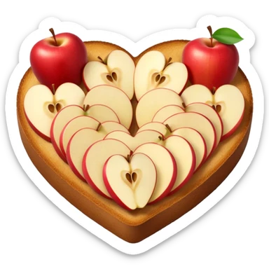 toast with apple slices on top, apples arranged in a heart shape, no text sticker