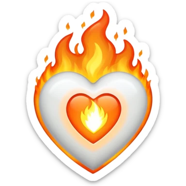 The heart is white and there is fire all around sticker