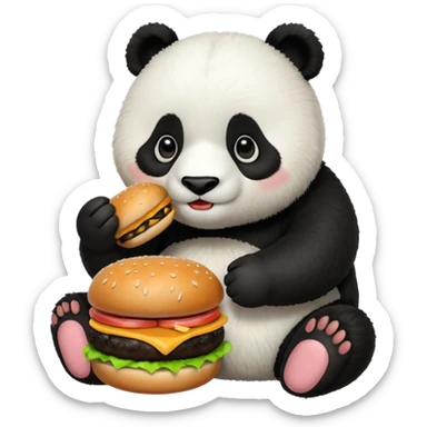 panda eating burger sticker