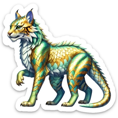 Shiny exotic iridescent Dragon-Tiger-type Lynx-Bobcat-Fakémon-creature full body sticker