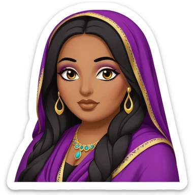 big plus size, arab, long hair, baddie,pretty, makeup, lipgloss, black eyeliner, dark skin, dupatta/shawl
 sticker