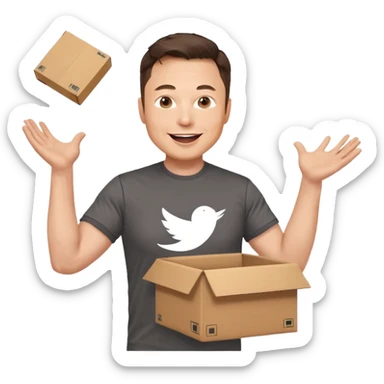 elon musk throwing amazon box in the air sticker