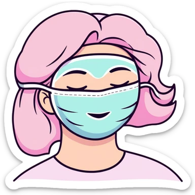Lady with pastel pink face mask spa beauty full face relaxing sticker