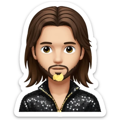 Tom Kaulitz with long brown hair, black sequin outfit  sticker
