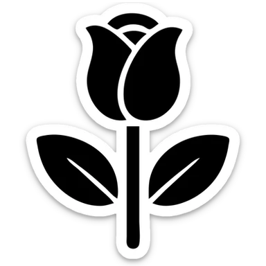 A single red rose with green leaves sticker