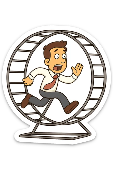 Uomo che corre dentro la ruota del criceto sticker
