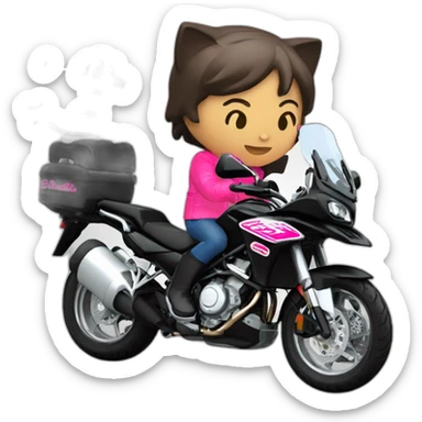Moto benelli trk 502X y hello kitty conduciendo sticker
