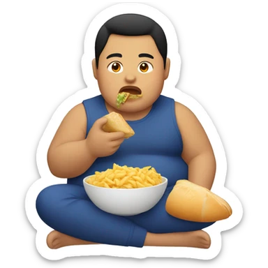Chubby Filipino guy eating sticker