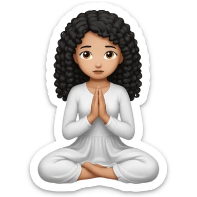 girl praying on knees curls black hair brown skin sticker