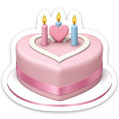 heart shaped birthday cake, pastel pink and white colors mixed, cute and simple design, ribbon decoration, no candle sticker