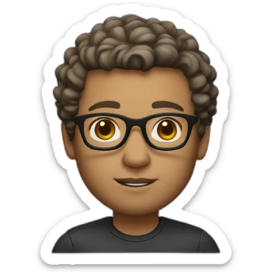 Memoji, male, light skin, short curly hair, glasses sticker