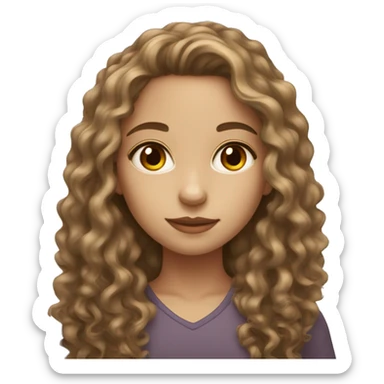a girl with beautiful brown eyes long brown curly hair and light skinned  sticker