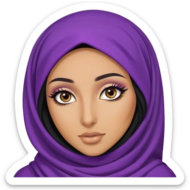 purple hijabi baddie,pretty, brown eyes, makeup, black eyeliner, long hair sticker