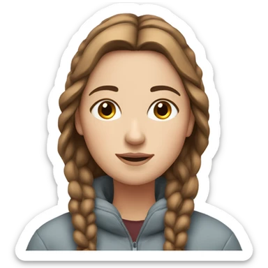 White girl with brown hairs have meditation in the winter mountains  sticker